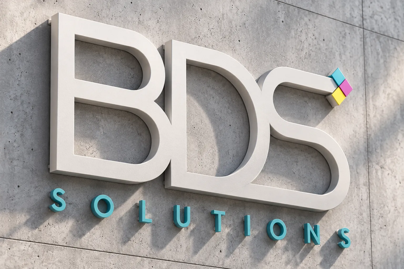 Logo BDS Solutions présenté en relief — illustration de présentation